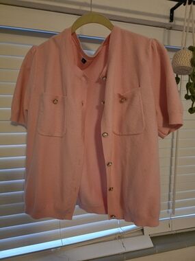Classic Pink Short-Sleeve Cardigan Top